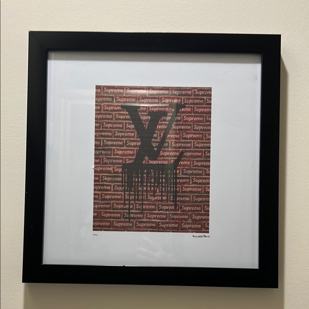 LV Supreme Black and Red Framed Art